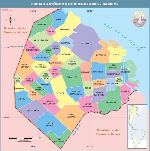 Karte der Stadtteile von Buenos Aires